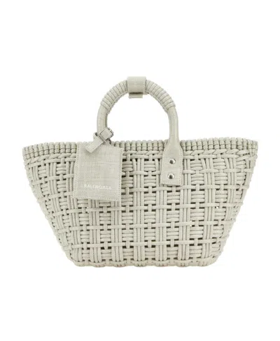 Balenciaga Bistro Xs Basket Tote Bag In Weiss