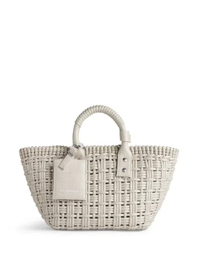 Balenciaga Sand Raffia Bistro Xs Handbag In Beige O Tan