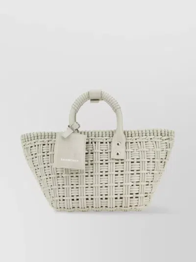 Balenciaga Bistro Xs Woven Tote In Cream