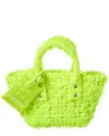 Balenciaga Bistro Xxs Tweed Basket Tote In Yellow