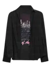 Balenciaga Layered Distressed Long Sleeve Graphic Shirt In Black