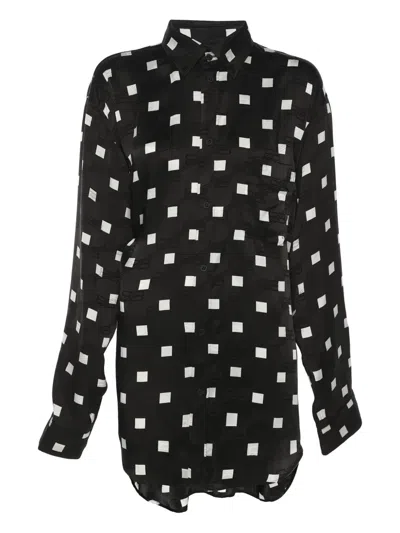 Pre-owned Balenciaga Geometric-print Satin Shirt In Black