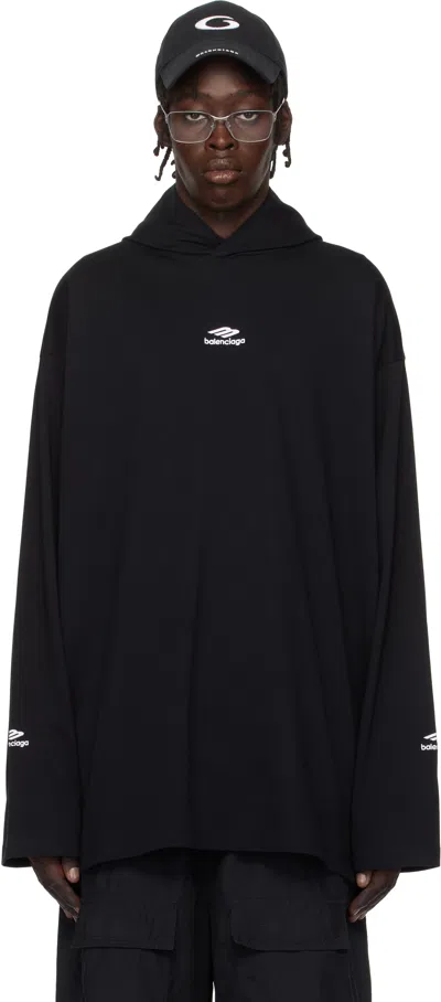 Balenciaga Black 3b Sport Ski Hoodie In Black/white
