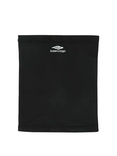 BALENCIAGA BLACK 3B SPORTS ICON NECK SCARF FOR WOMEN