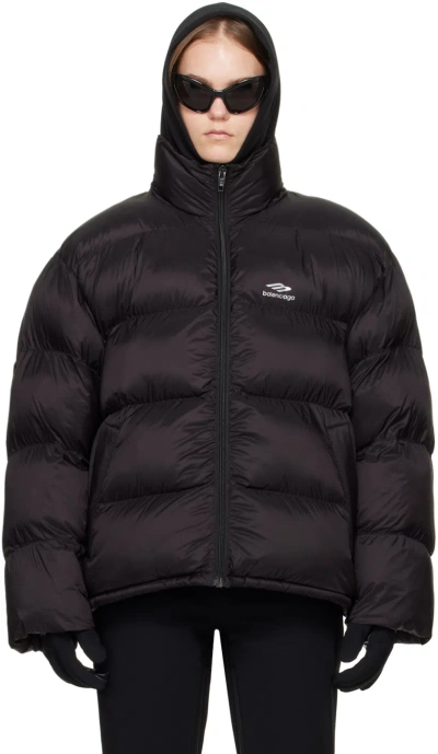 Balenciaga Black 3b Sports Icon Puffer Jacket In 1000 Black