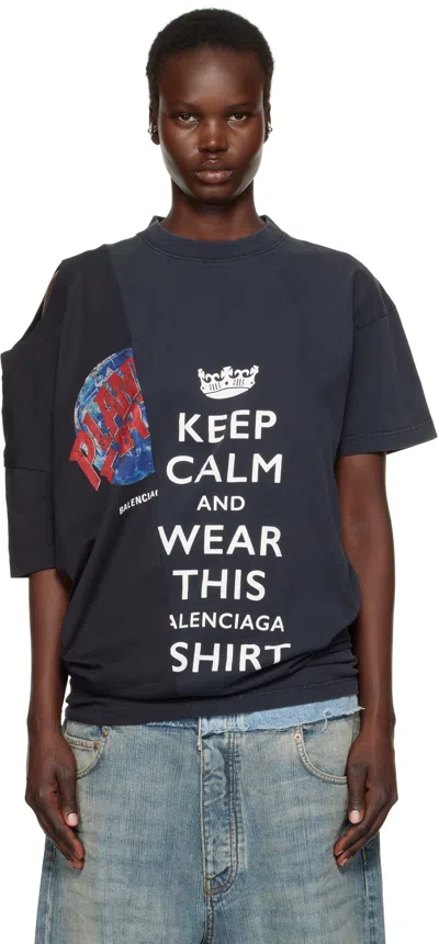 Balenciaga Black 50-50 T-shirt In 1055 Washed Black