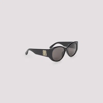 BALENCIAGA BLACK ACETATE NANO ROUND SUNGLASSES