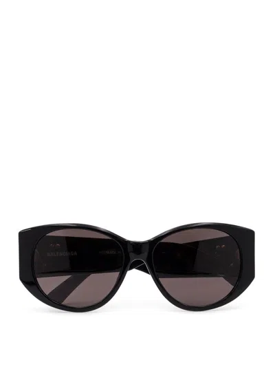 Balenciaga Black Acetate Nano Round Sunglasses In Multicolor