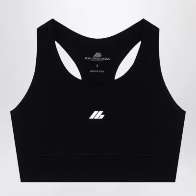 BALENCIAGA BALENCIAGA BLACK ACTIVEWEAR SLEEVELESS TOP IN MATT NYLON BLEND