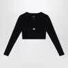 Balenciaga Logo Scoop Neck Cropped Top With Long Sleeves