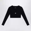 Balenciaga Logo Scoop Neck Cropped Top With Long Sleeves