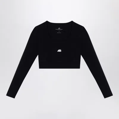 BALENCIAGA BALENCIAGA BLACK ACTIVEWEAR TOP IN MATT NYLON BLEND