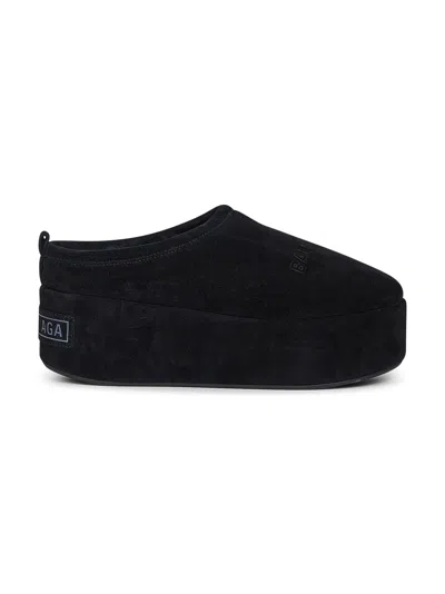 BALENCIAGA BLACK ALASKA SOFT PLATFORM MULES