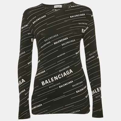 Pre-owned Balenciaga Black All-over Jersey Crewneck T-shirt M