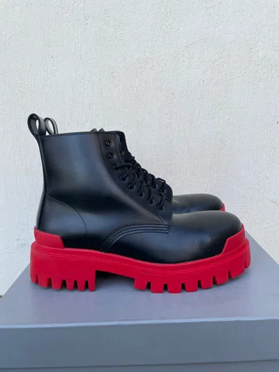 Pre-owned Balenciaga Black & Red Strike Boots