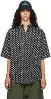 Balenciaga Black & White Printed Shirt In Black/white