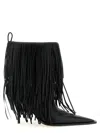 Balenciaga Avenue Fringe Ankle Boots Pointed Toe Pull Tab In Black