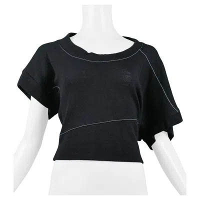 Pre-owned Balenciaga Black Asymmetrical Sweater With White Stitching 2002