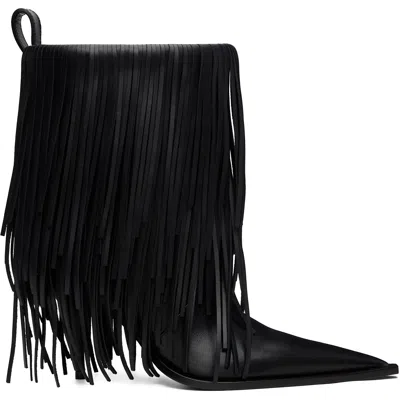 Balenciaga Black Avenue Fringe Boots In 1000 Black