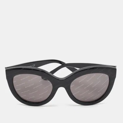 Pre-owned Balenciaga Black Ba 133 Logomania Frame Cat Eye Sunglasses