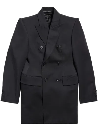 BALENCIAGA BALENCIAGA BLACK BALENCIAGA HOURGLASS BLAZER. 
FITTED WAIST. 
NOTCHED COLLAR. 
DOUBLE-BREASTED FRONT