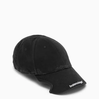 BALENCIAGA BLACK BASEBALL CAP WITH LOGO