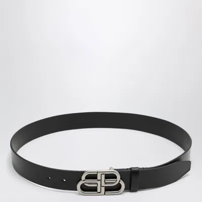 Balenciaga Black Bb Leather Belt In Green