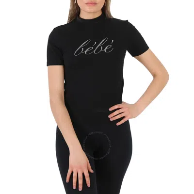 Balenciaga Black Bebe Logo Stretch Cotton T-shirt