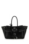 Balenciaga Women Black Leather Carry All Bel Air Shopping Bag