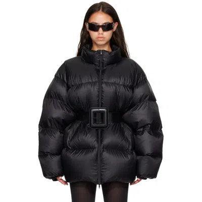 Balenciaga Black Belted Hourglass Short Puffer Down Jacket In 1000 Black