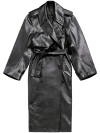 BALENCIAGA BLACK BELTED LEATHER TRENCH COAT