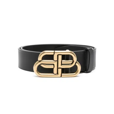 Balenciaga Bb Leather Belt In Neutral