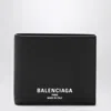 Balenciaga Black Bi-fold Credit Wallet In Hammered Leather Men In Black