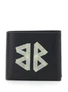 Balenciaga Cash Black Wallet In Grained Leather In Multicolor