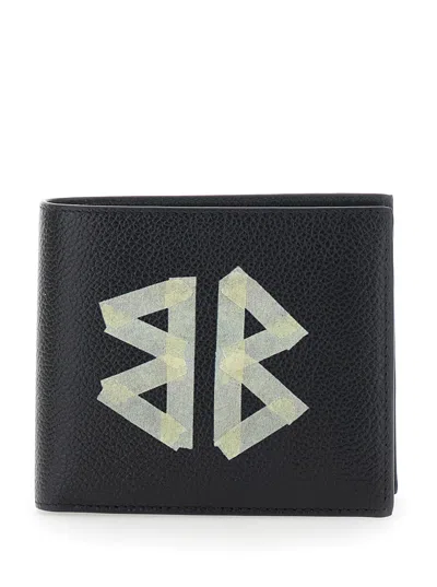 Balenciaga Black Bi-fold Wallet With Logo Print On The Front In Grained Leather Woman In Multicolor