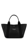 Balenciaga Black Leather Medium Biarritz Shopping Bag In Black