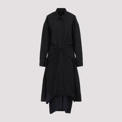 BALENCIAGA BLACK BLACK COTTON MAXI PATCHED SHIRT