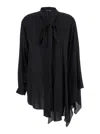 Balenciaga Black Blouse With Pussybow Collar And Asymmetric Design In Silk Woman In Black