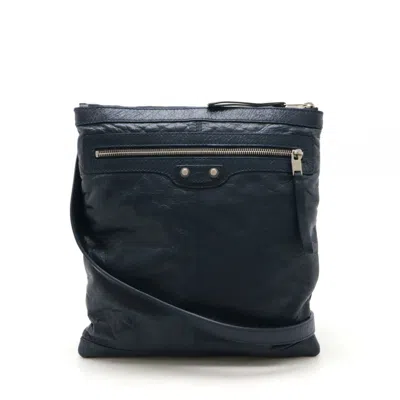 Pre-owned Balenciaga Black Blue Navy Leather Shoulder Bag ()
