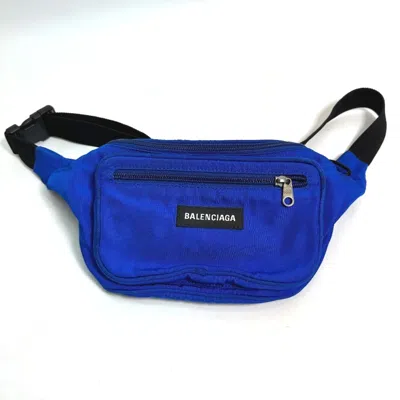 Pre-owned Balenciaga Black Blue Nylon Fanny Pack Shoulder Bag Sling Bag () In Black, Blue