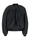 Balenciaga Draped Black Bomber Jacket In Technical Micro-faille In Black