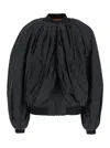 Balenciaga Black Bomber Draped Jacket With Elastic Rear Hem In Tech Fabric Woman In Multicolor