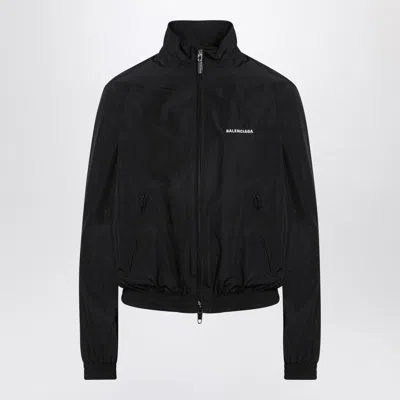 BALENCIAGA BLACK BOMBER JACKET WITH ZIP AND LOGO