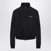 Balenciaga Black Bomber Jacket With Zip And Logo In Blue