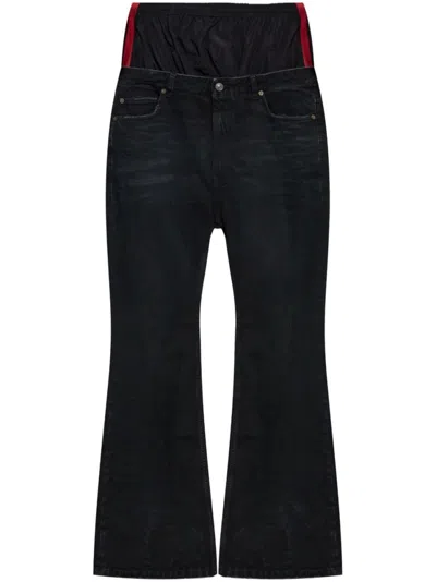 BALENCIAGA BLACK BOOT CUT LAYERED JEANS