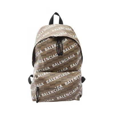 Pre-owned Balenciaga Black Brown Coated Canvas Backpack () In Multi
