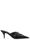 Balenciaga Cagole 90 Pointed Mules In Lamb Leather In Black