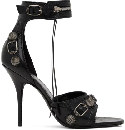 Balenciaga Black Cagole Heeled Sandals In 1081 Black/black/cry