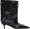 Balenciaga Mid-calf Lambskin Boots With Metallic Accents In Black