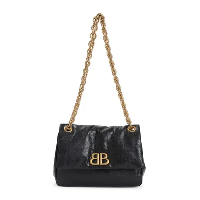 BALENCIAGA BALENCIAGA BLACK CALF LEATHER MONACO MINI BAG